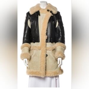 Coach Colorblock Shearling Leather Coat Large